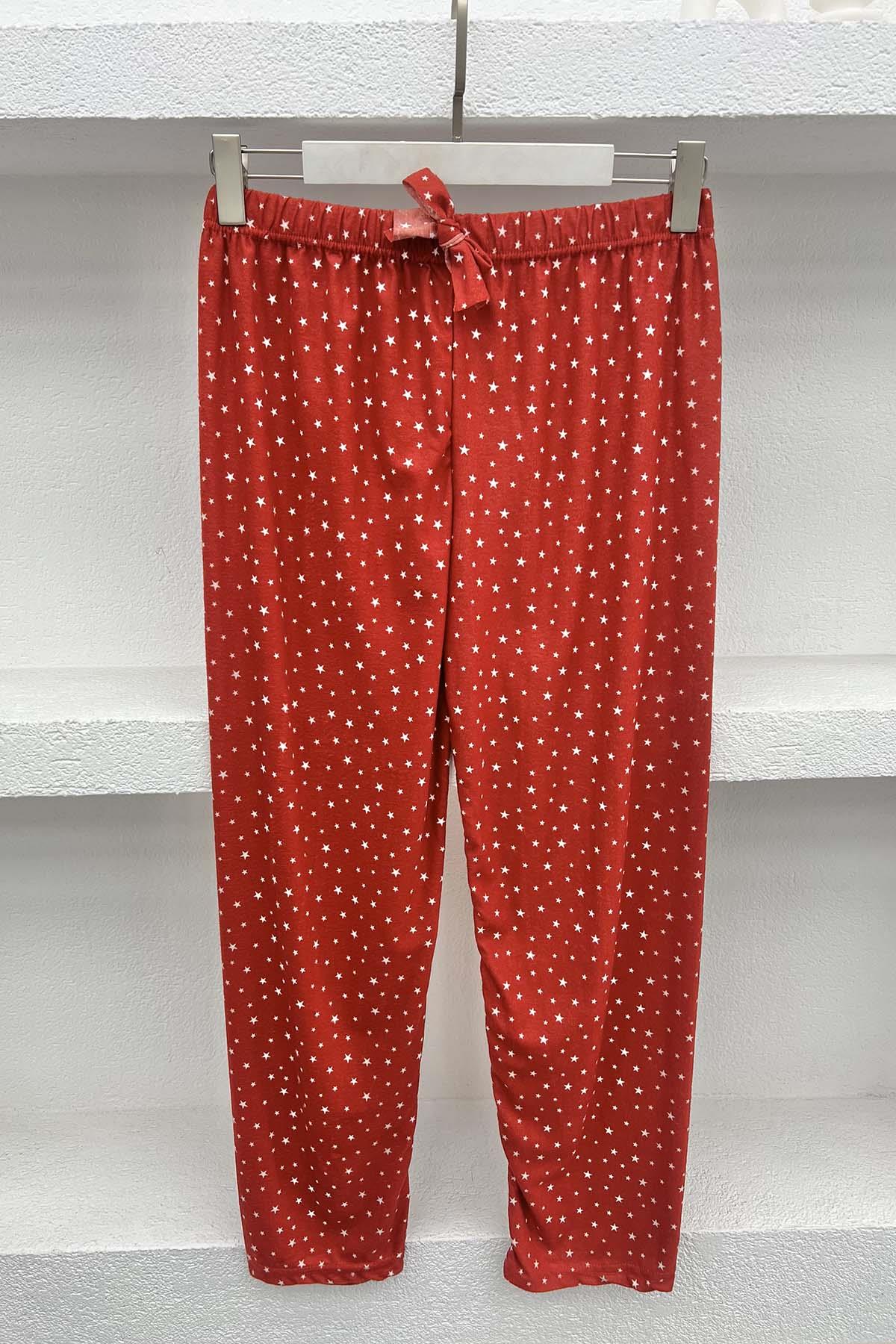 Star Patterned Pajama Bottoms Red