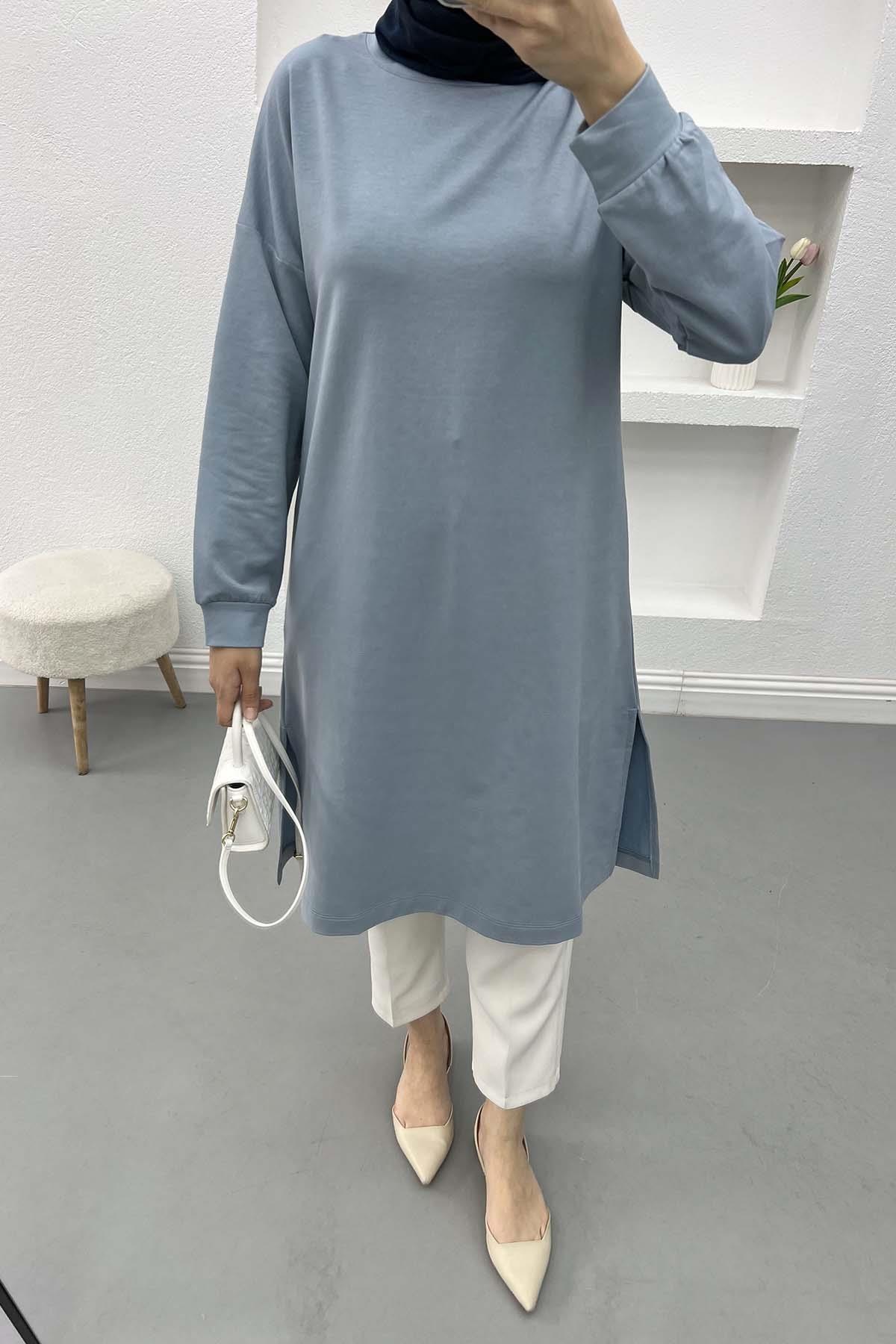 Slit Basic Tunic Gray