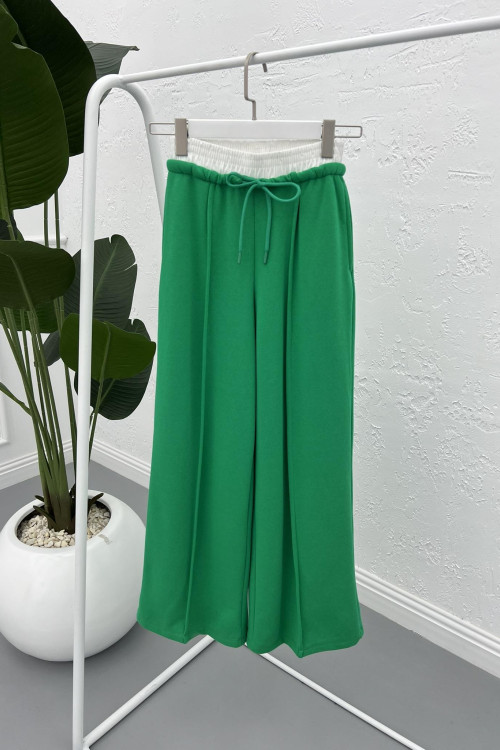 High Waist Wide Leg Trousers Green