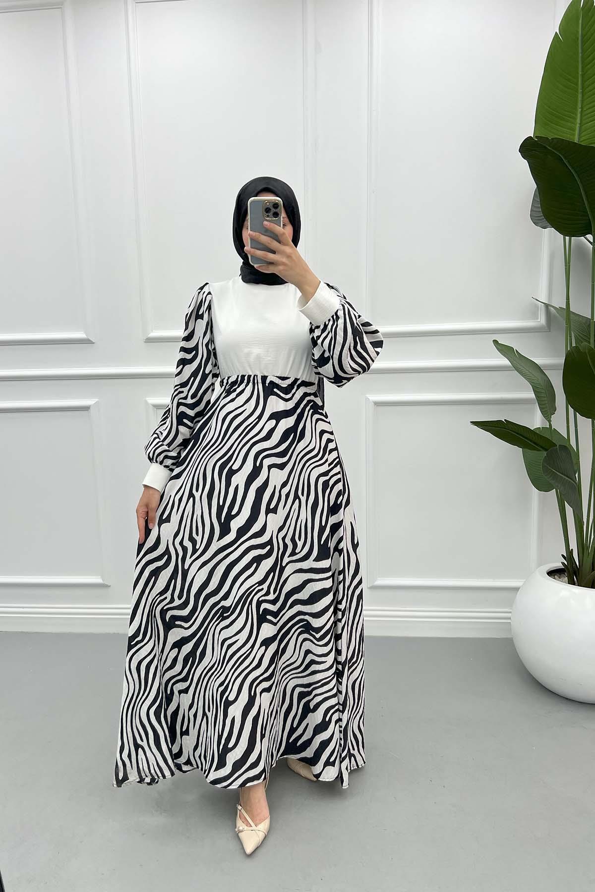 Zebra Pattern Dress Black