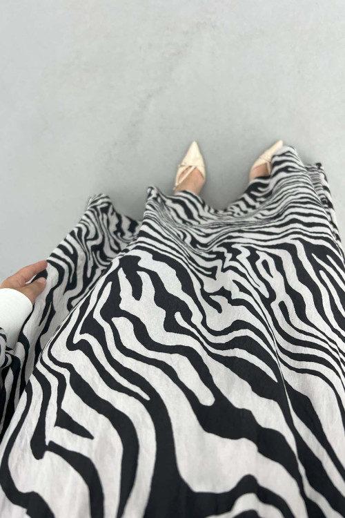 Zebra Pattern Dress Black