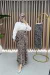 Zebra Patterned Shiny Skirt Brown