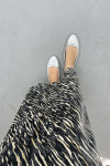 Zebra Pattern Shiny Skirt Black