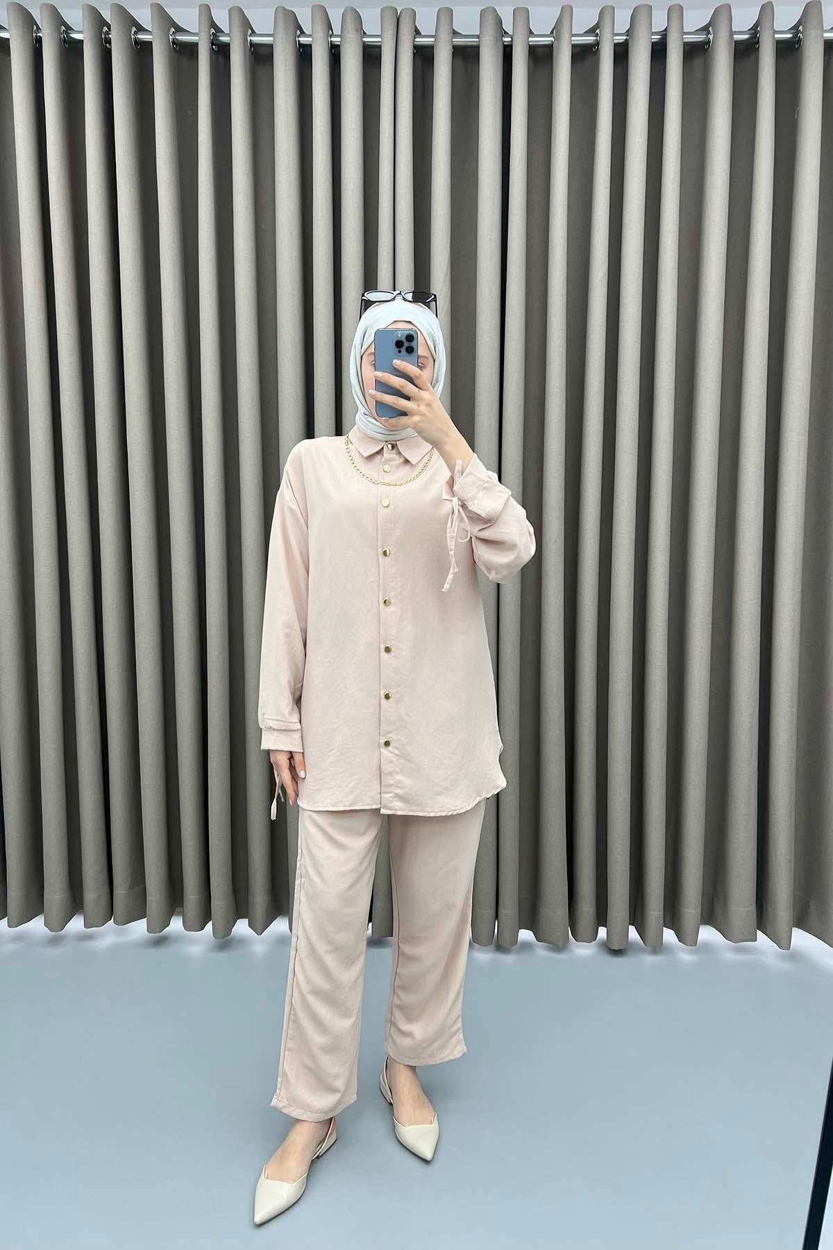 Chain Shirt Set Beige