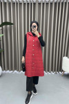 Chain Quilted Vest Red